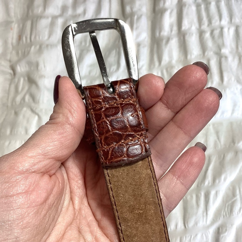 St Johns Bay Croc Embossed Leather Belt Size M - Picture 14 of 15